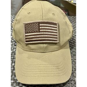 USA US U.S. America American Flag Khaki Tan Patch Baseball Cap Hat (A)